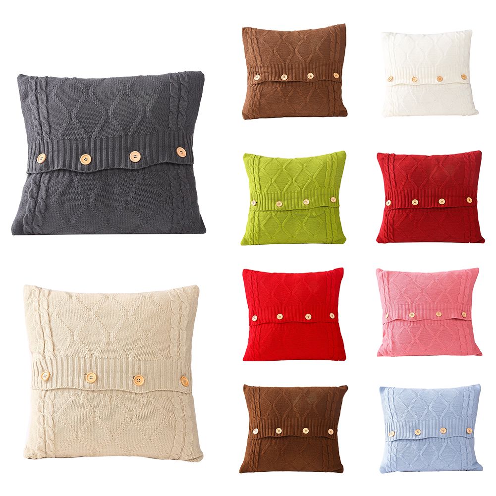 Knitted Decorative Pillow Case Cushion Cover Cable Knitting