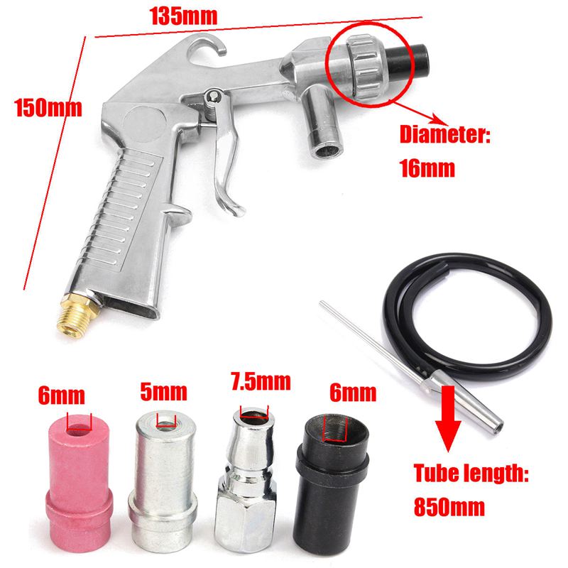 Air Sandblaster Sandblasting Blast Gun+Nozzles+Connector+Tube Derusting