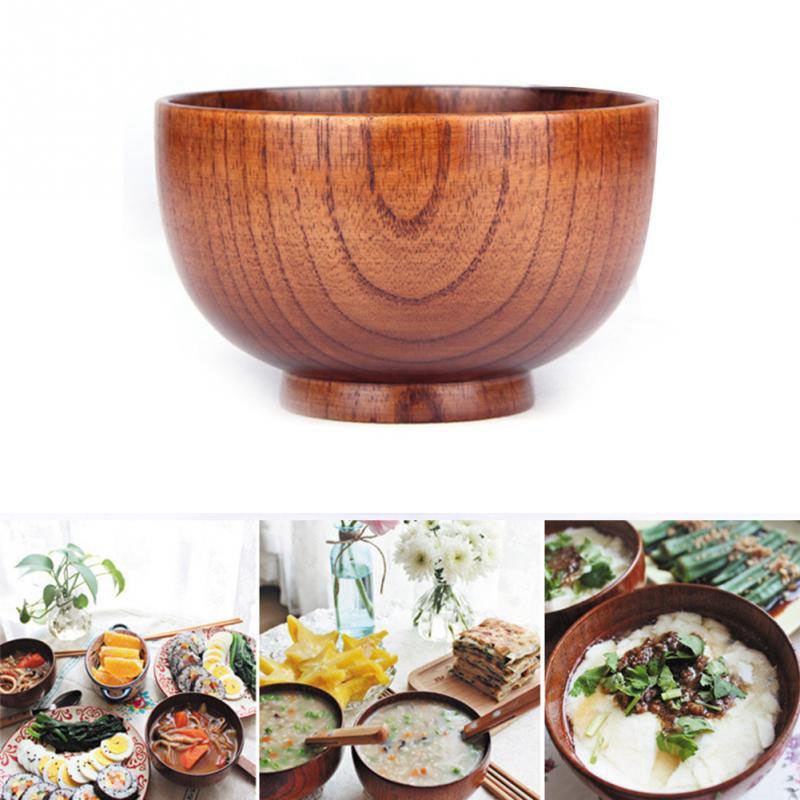 Wooden Bowls Wooden Soup Bowl Healthy Food Container Vintage Dinner