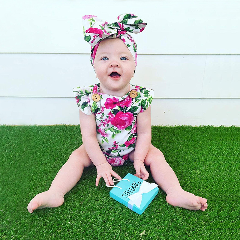 Neugeborene Kinder Baby Maedchen Kleidung Floral Jumpsuit ...