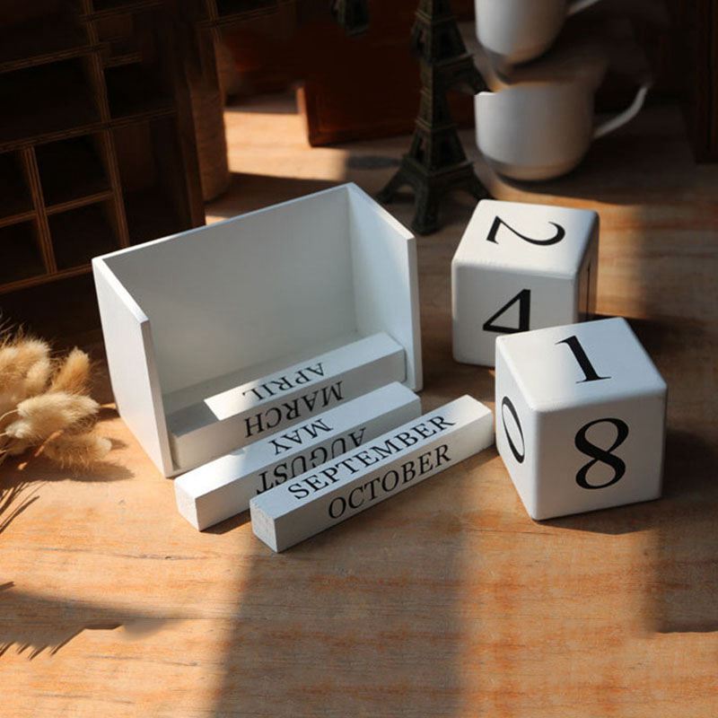 Vintage Wooden Perpetual Desk Calendar Block Planner Permanent Desktop vintage-wooden-perpetual-desk-calendar-block-planner-permanent-desktop