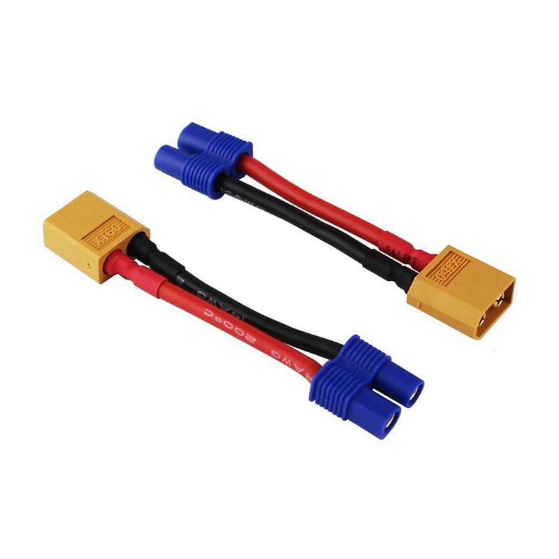 4-Pack XT60 Male To EC3 Female Adapter Cables - 14AWG 2-inch RC Connectors For Lipo Batteries