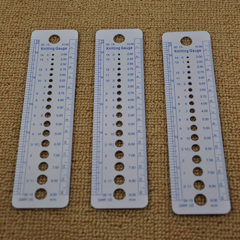 10 x Knitting Gauge Ruler Plastic Knitting Needle Size Gauge Ruler