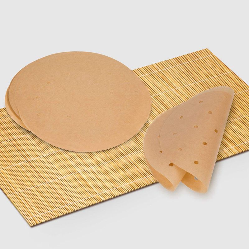 100pcs Unbleached Air Fryer Liners,22.8cm Bamboo Steamer
