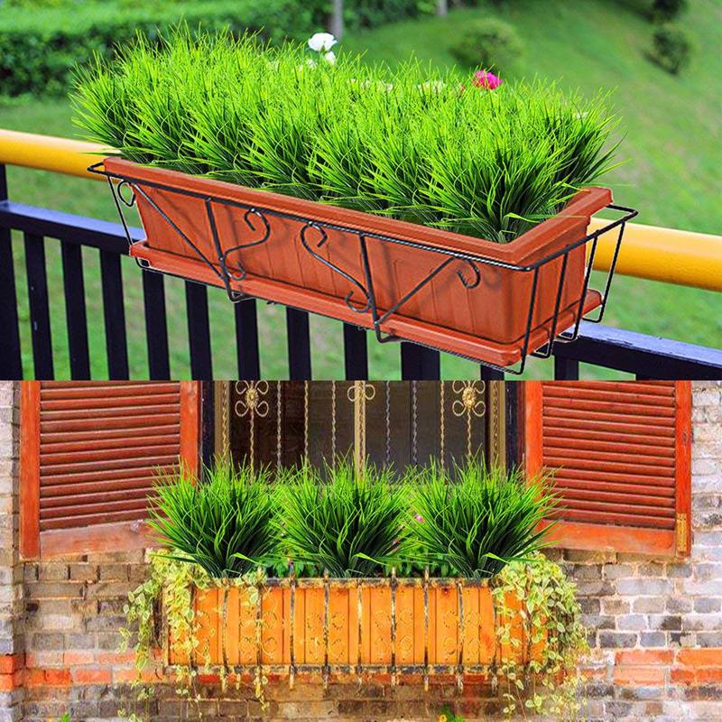8 Pcs Artificial Outdoor Plants,Fake Plastic Greenery Shrubs Wheat Grass O W4C7