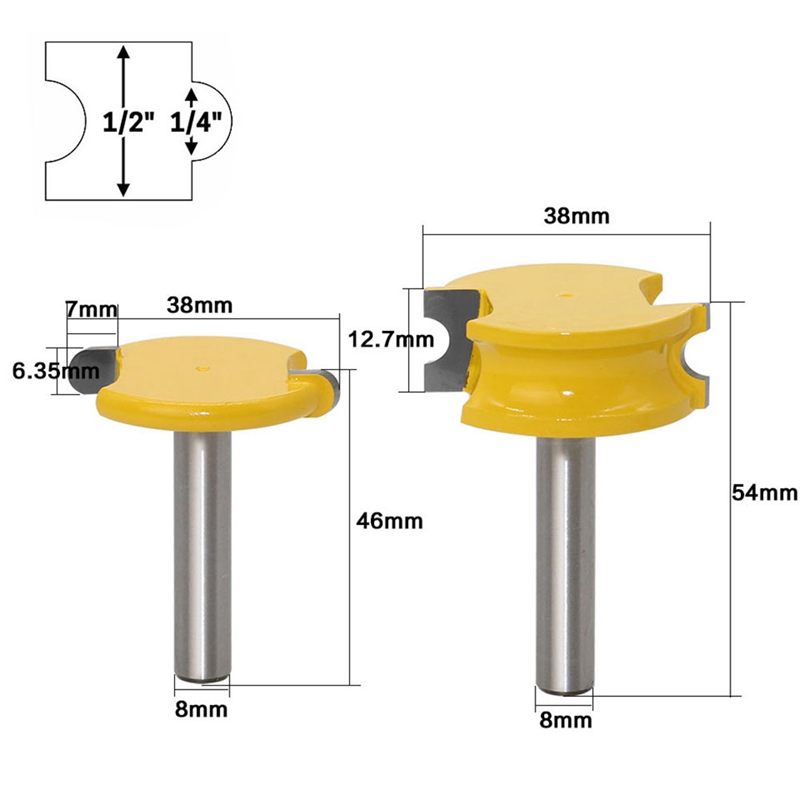 Yonico 3/8 Bead 2-Bit Canoe Joint Router Bit Set – 1/2 Shank, Carbide, 13203