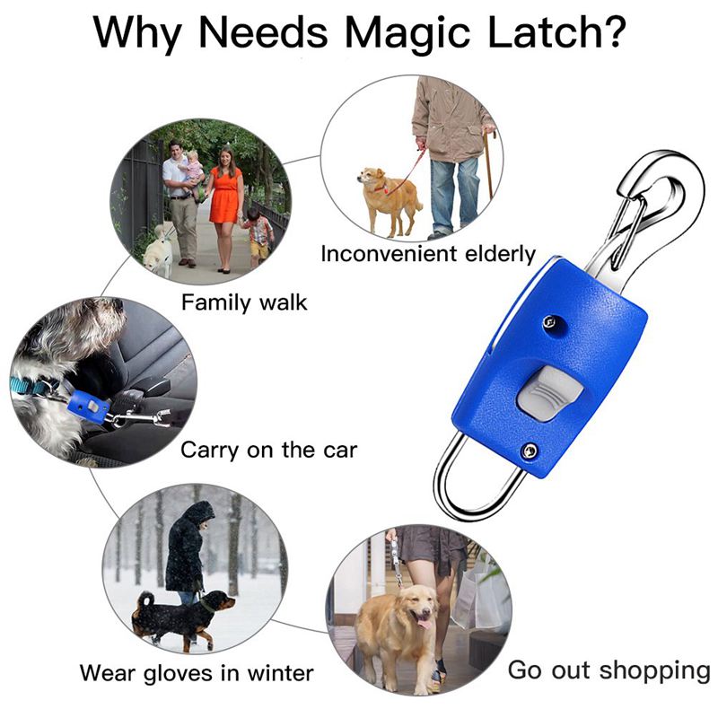2X(Magic Latch Automatic Dog Leash Connector One Press