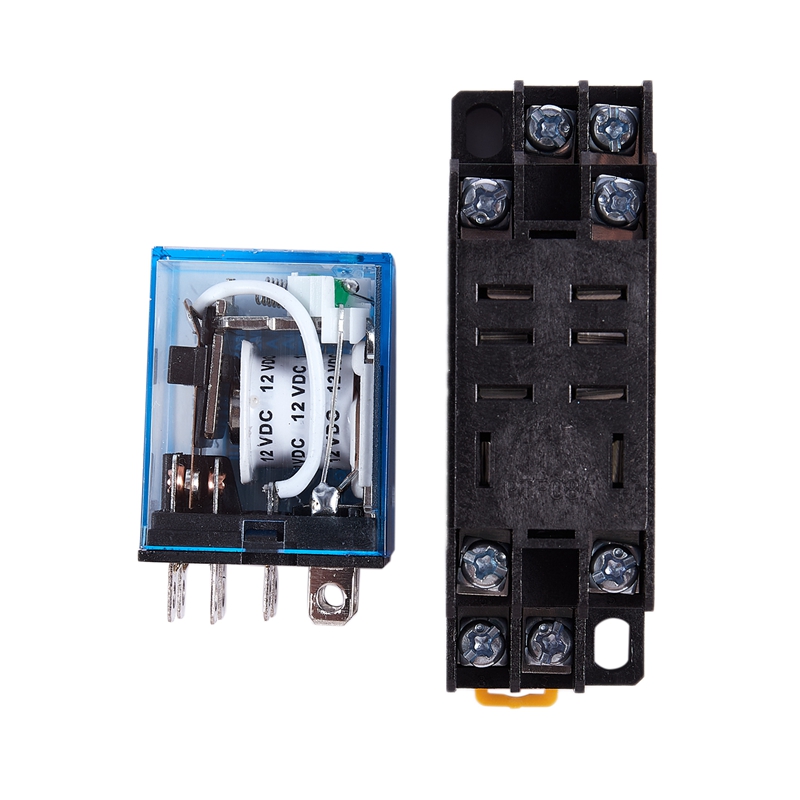 12V DC Coil Power Relay DPDT LY2NJ HH62P-L JQX-13F NEW With PTF08A Socket Base