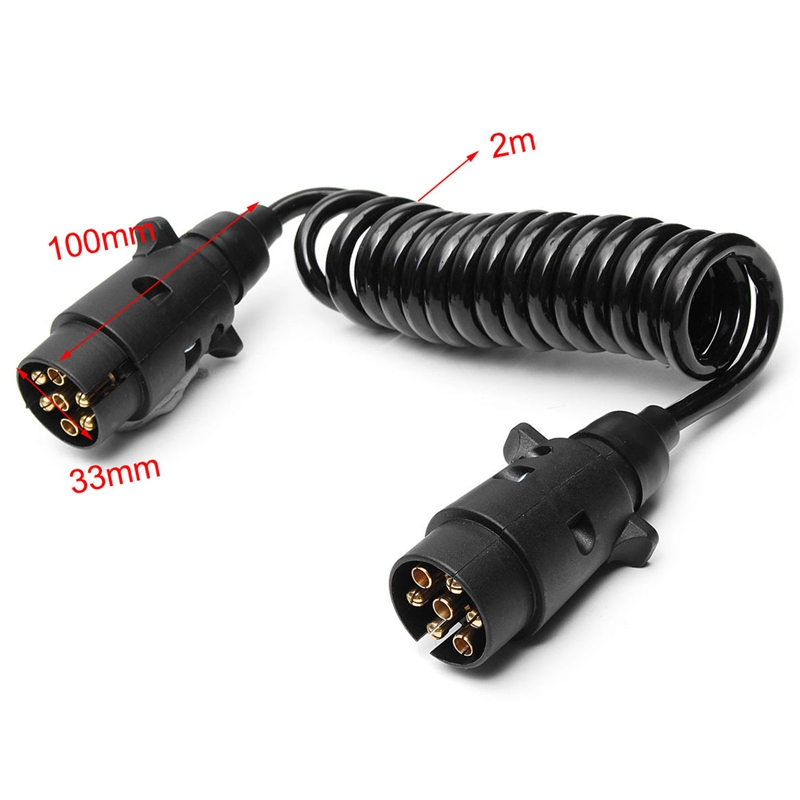 2M 7 Pin Car Towing Trailer Light Board Extension Cable Lead Truck Plug