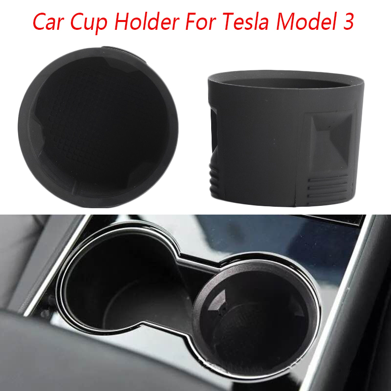 3X(New Black Car Cup Holder Insert Expander Drink Rack Fit for Tesla