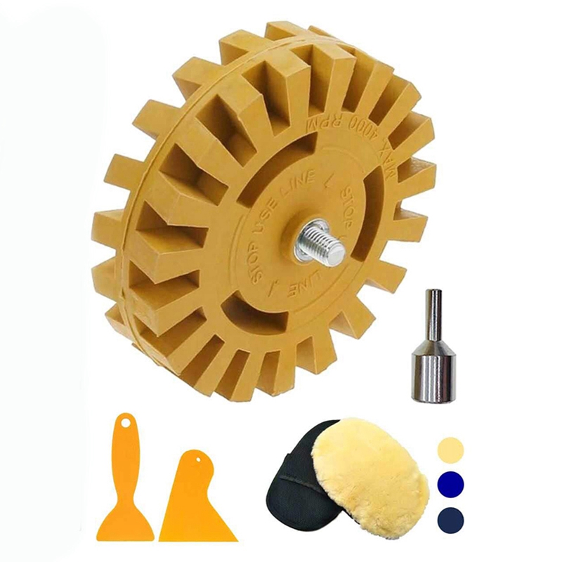 10X(Decal Remover Rubber Eraser Wheel Tool with Drill Adapter 4 Inch