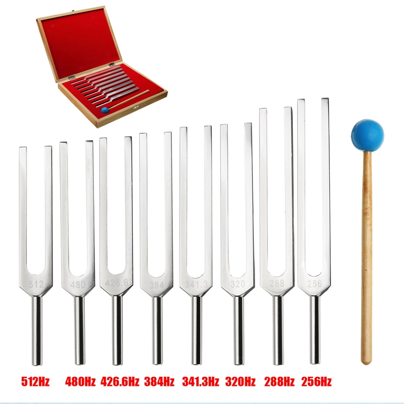 2X(8Pcs/Set Aluminum Medical Tuning Fork Healing Sound Vibration