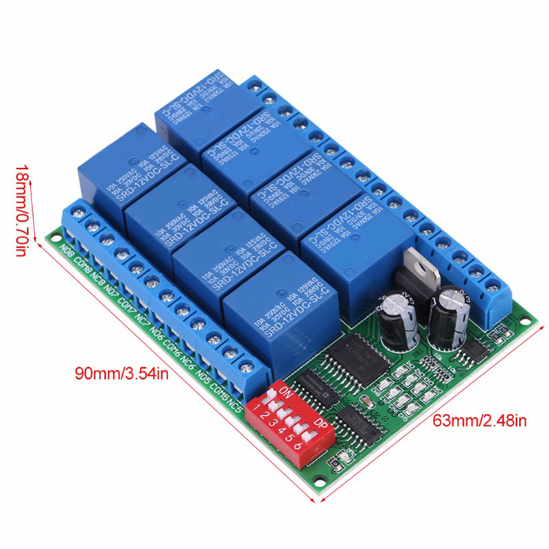 DC 12V 8 Channel RS485 Relay Command Programmable Control Module Board