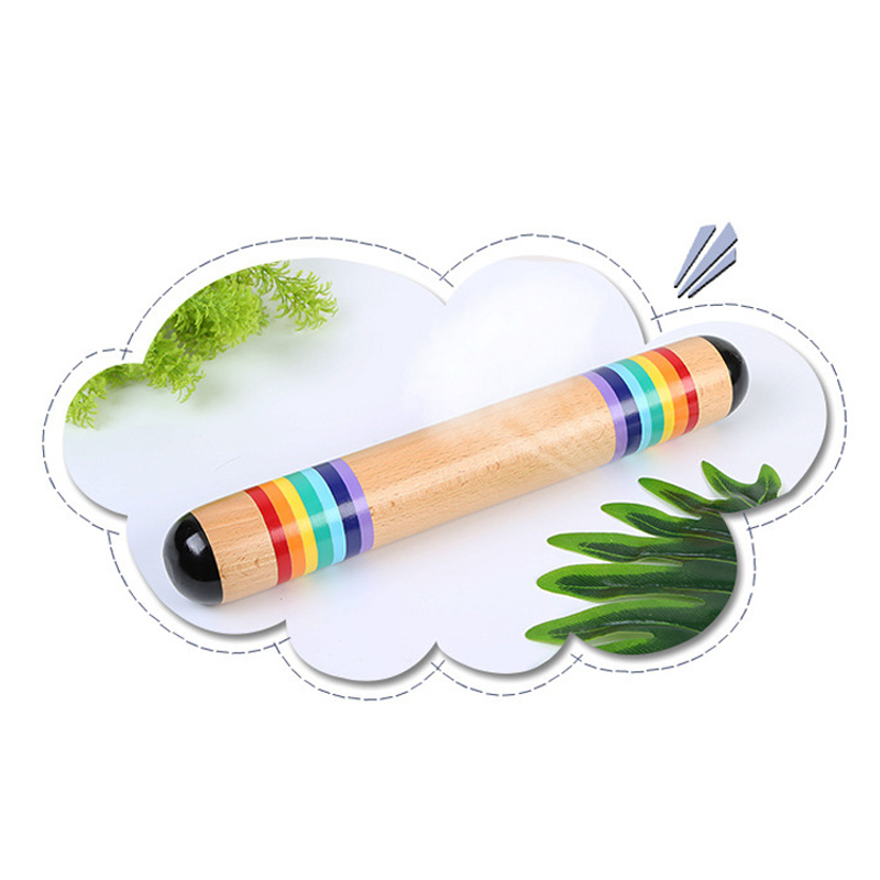 Wooden Rainstick Rainmaker Rain Shaker Musical Instrument Toy Rainbow