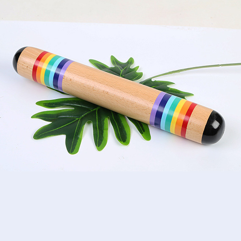 Wooden Rainstick Rainmaker Rain Shaker Musical Instrument Toy Rainbow