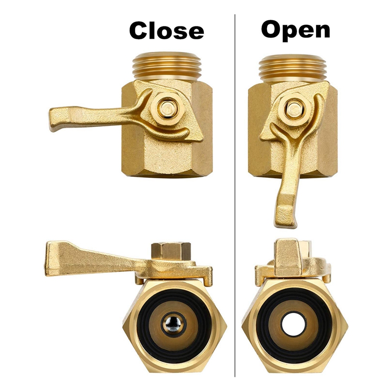 3/4 Inch Brass Long Handle Shut Off Valve Garden Hose Connector with 6