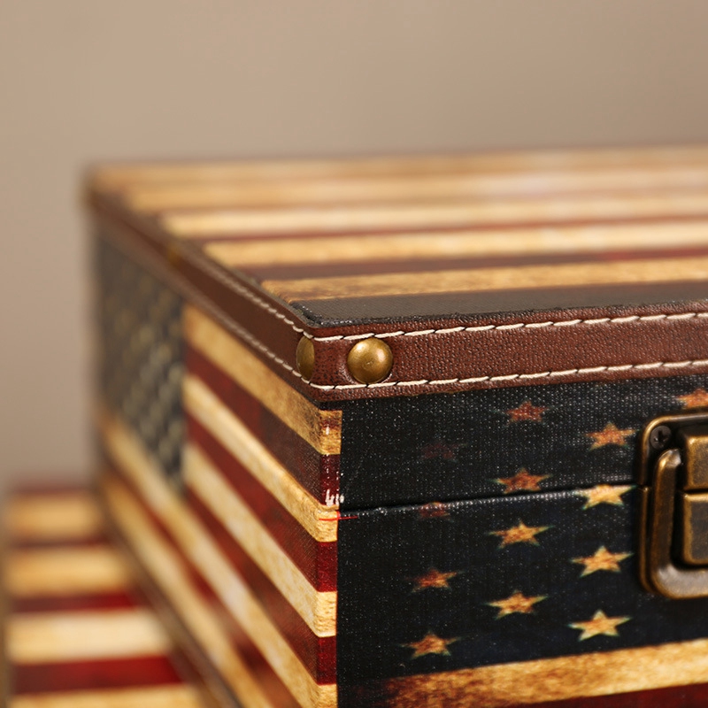 1X(Holz Koffer Flagge Reise Holz Aufbewahrungsbox Makeup Organizer Box