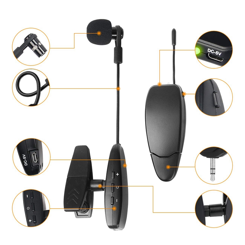 Wireless Saxophone microphone System Clip on Musical Instruments for