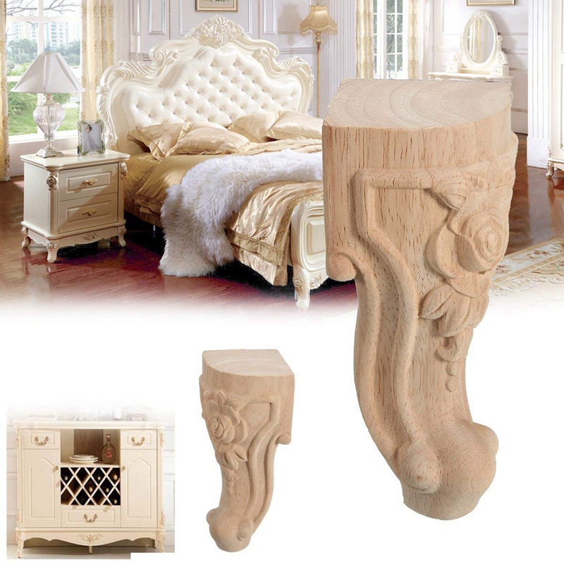2X(Solid Unfinished Carved Wood Furniture Legs Replacement Sofa Couch