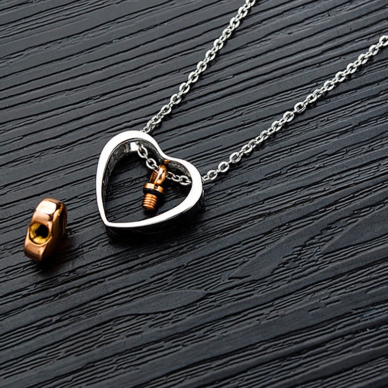 5X(Double Heart Stainless Steel Cremation Jewelry Hold