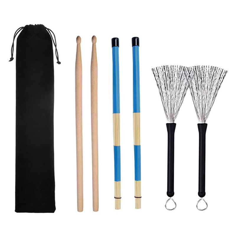 10X(Drum Sticks Drum Wire Brushes Set with Storage Bag for Jazz