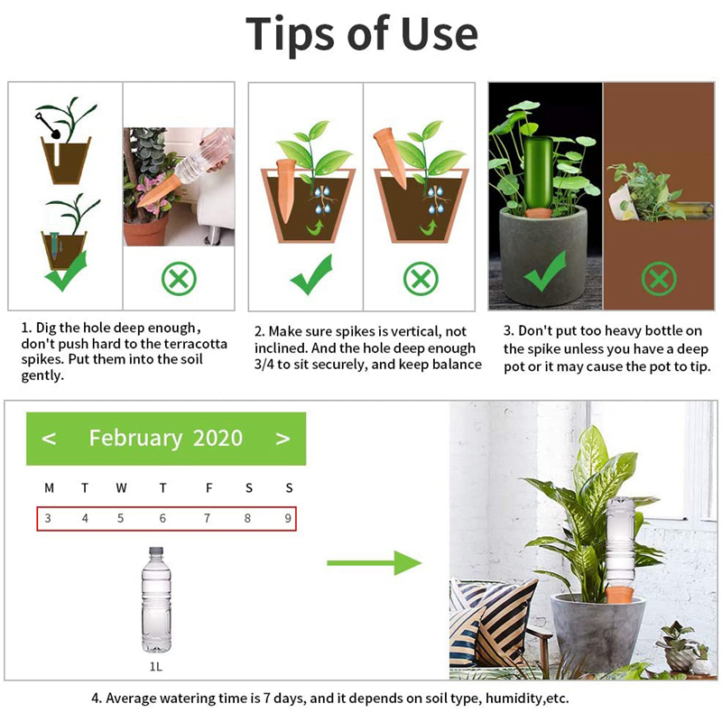 10X(6Pcs Plant Watering Stakes Automatic Slow Release