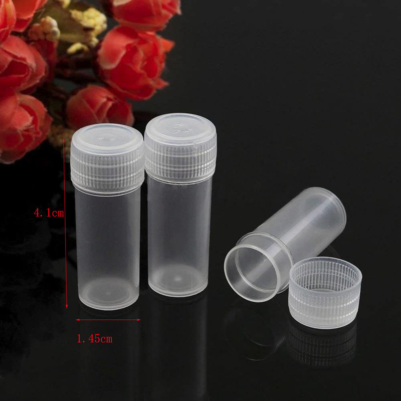 200 Pcs 5Ml Plastic Sample Bottles Potable Mini Clear Storage Case Vial