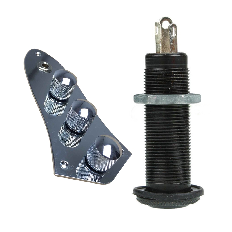 1x Guitar/Bass Cylinder Flush Mount Output Jack-Black&1 Piece 3 Bands