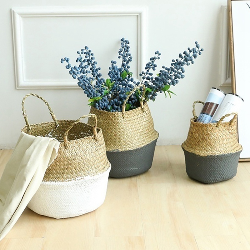 16X22X20Cm Cesta de Mimbre Macetas de Flores de Ombligo Macetas de