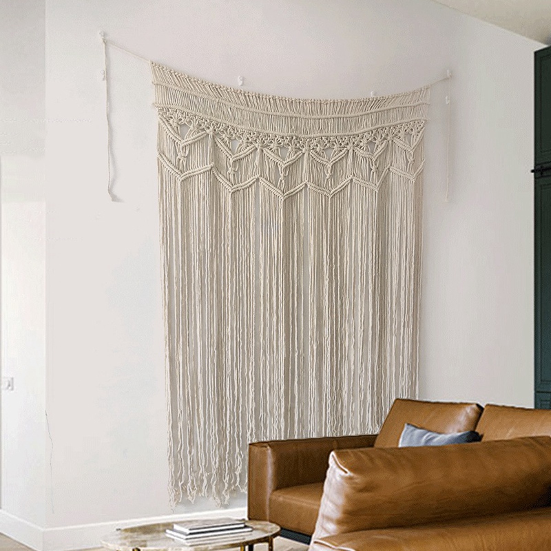 Handgewebter Wand Teppich Baumwoll Garn Gestrickter TüR Vorhang