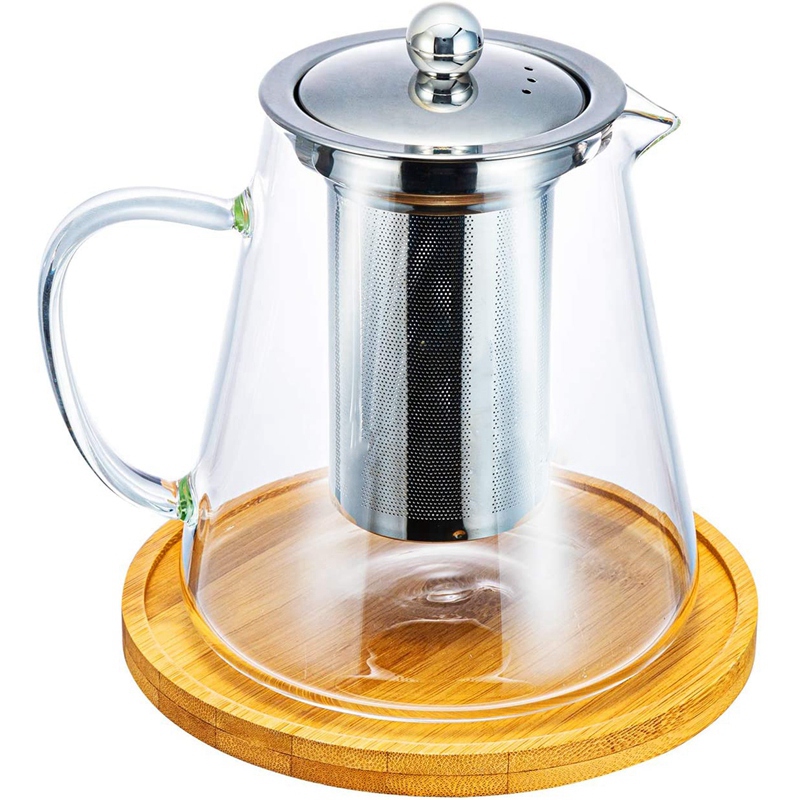 Glass Teapot with Stainless Steel Removable Infuser for Loose Leaf Tea