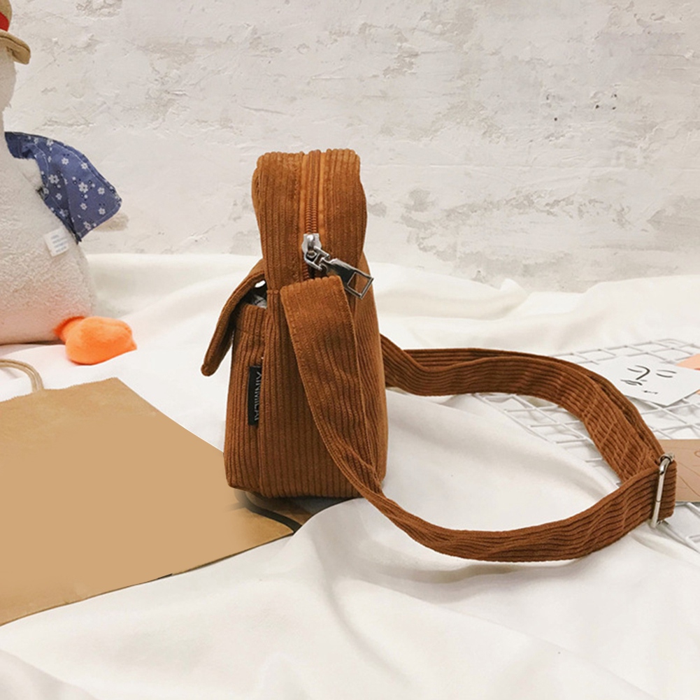 Retro Corduroy Messenger Bag for Women's Vertical Mobile Phone Single4844 - Bild 13 von 21