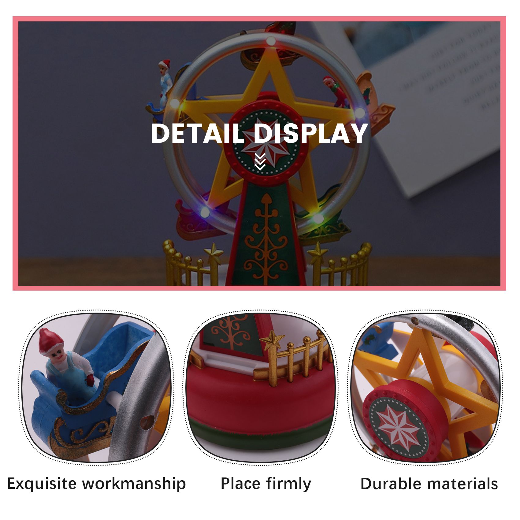Xmas Glowing Music Carousel Wheel Christmas Gifts Christmas Eve8861 - Picture 10 of 11