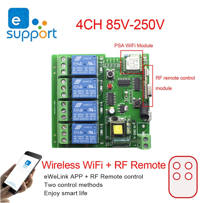 4 CHANNEL SMART Relay Module EWeLink Smart Remote Light Switch, Selbs
