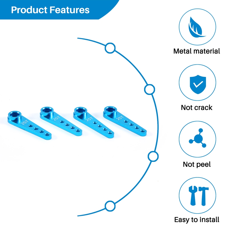 4PCS 37Mm 25T Metal Extension Steering Servo Arm Horn for RC Car