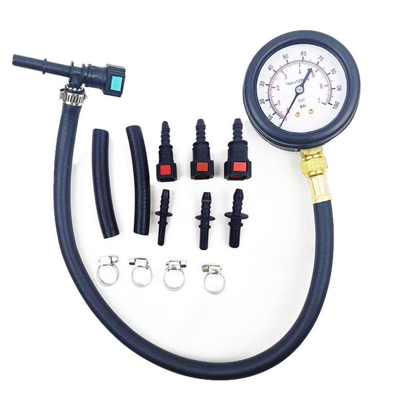 TORR Manomètre Testeur De Pression De Carburant 0-100PSI - Outil Auto Moto Avec Valve - 6.3/7.89/9.49