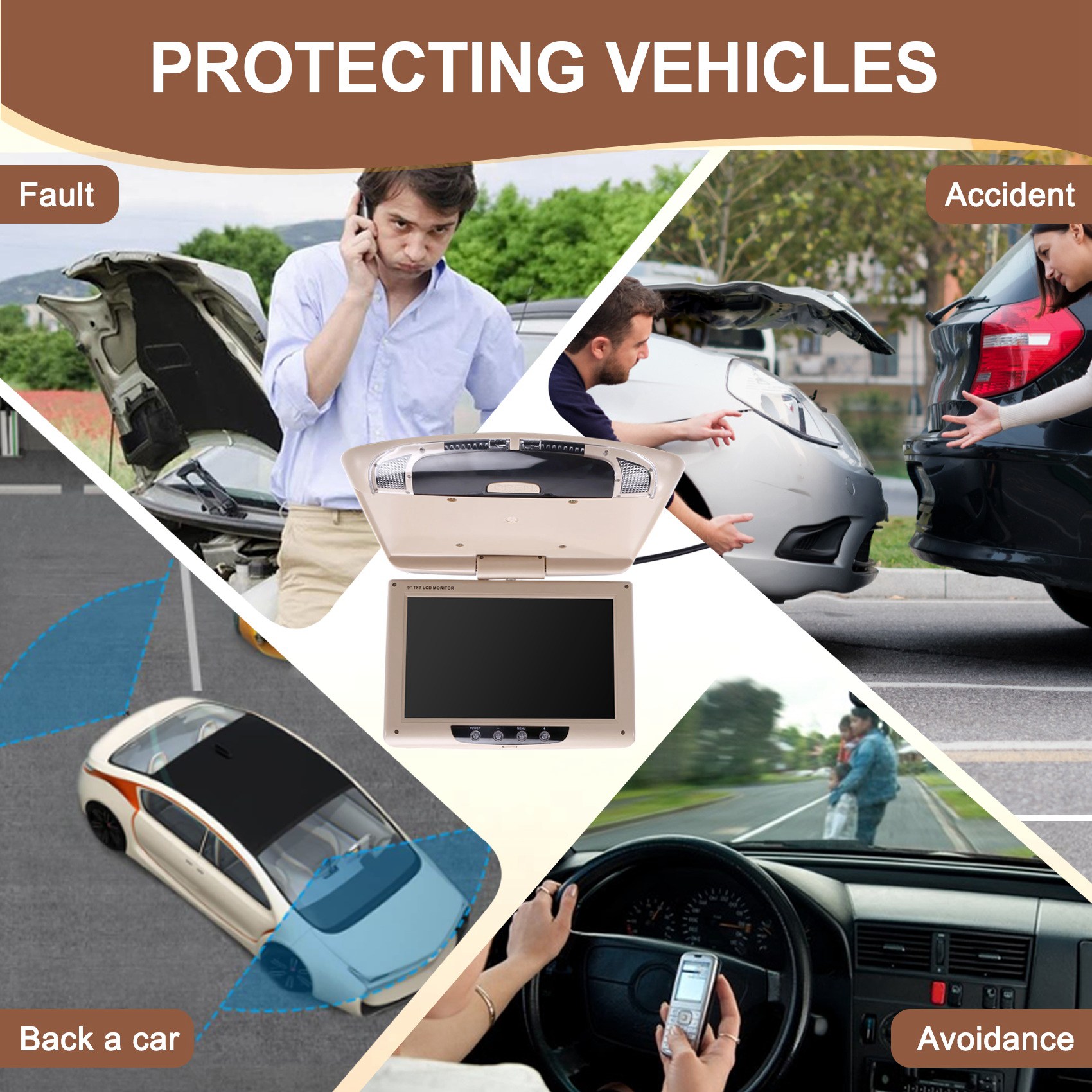 Car Roof Monitor Lcd Flip Screen Top Multimedia Video Ceiling Roof Mounted9430 - Picture 5 of 15