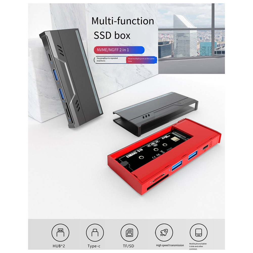 Multifunctional M.2 Hard Drive Enclosure Supports TF/S D Card NVME/NGFF5483 - Afbeelding 15 van 21