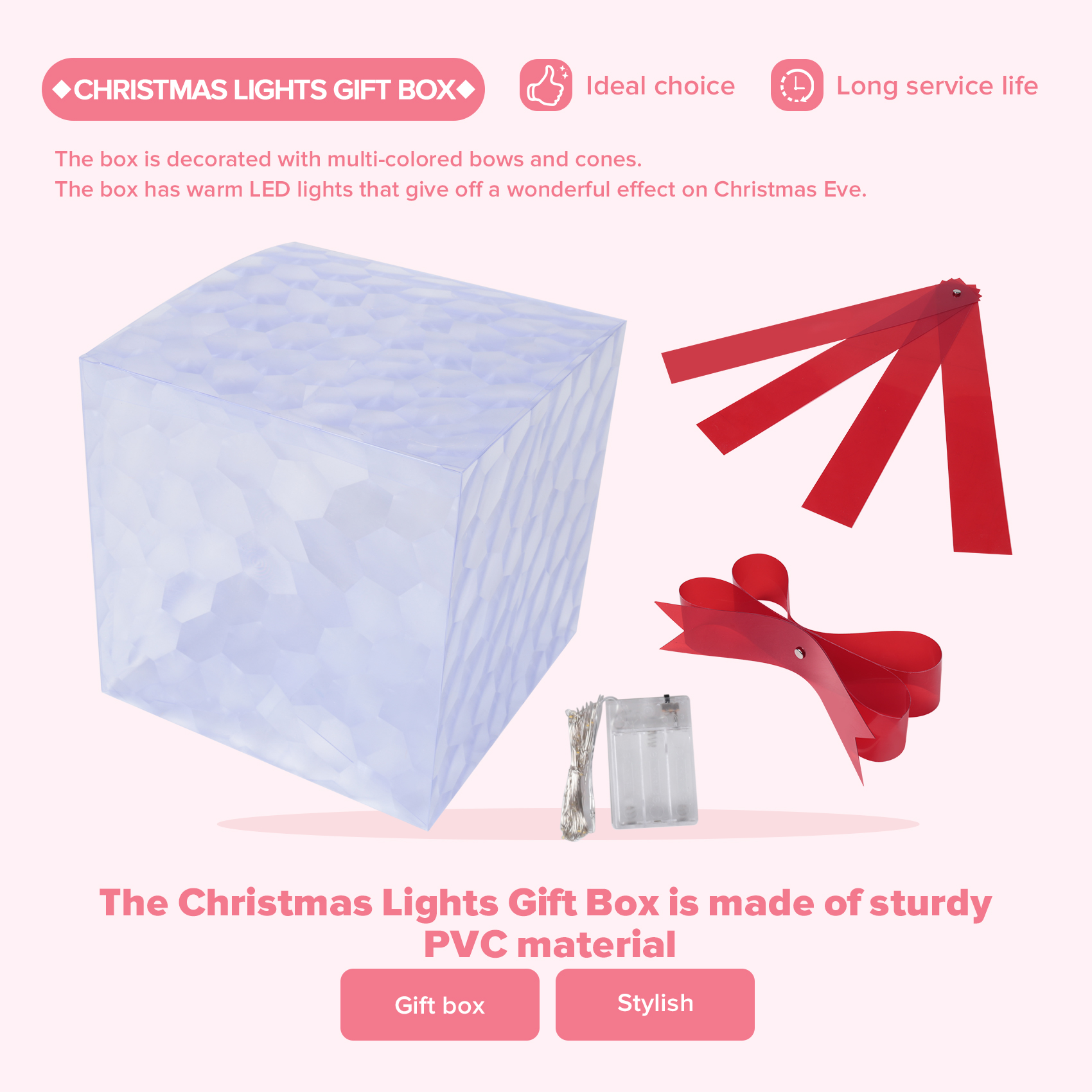 Christmas Glowing Gifts Box Decoration Ornament with Bow Lighting Box9668 - Picture 14 of 22