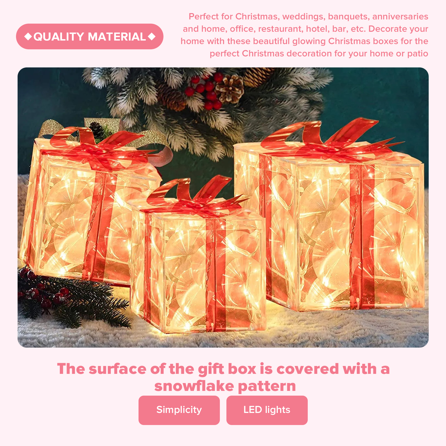 Christmas Glowing Gifts Box Decoration Ornament with Bow Lighting Box9668 - Picture 11 of 22