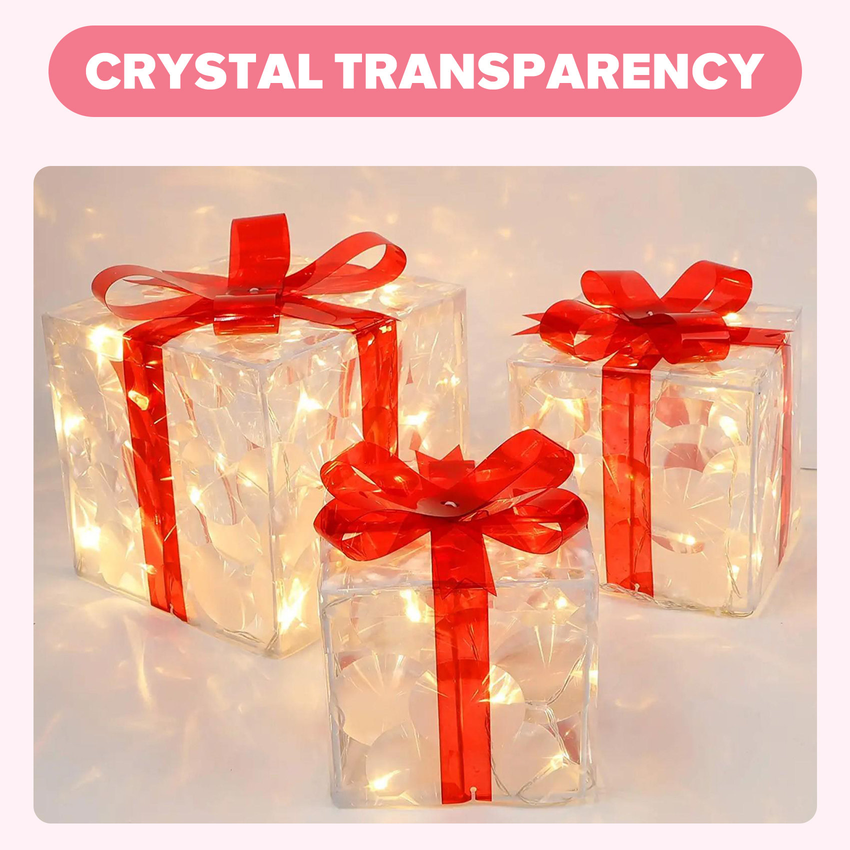 Christmas Glowing Gifts Box Decoration Ornament with Bow Lighting Box9668 - Picture 12 of 22